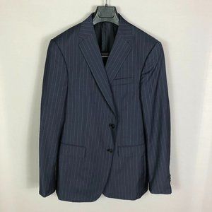 Z Zegna Men's Navy Stripe Solferino Notch Lapel Suit Jacket Size US 40R …